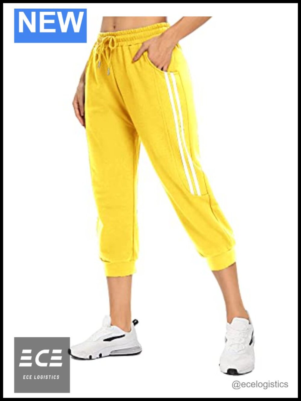 Women's Capri Sweatpants Cotton Spandex Joggers with Pockets Drawstring Workout